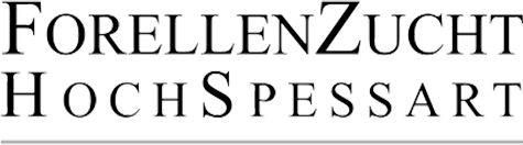 Logo der Forellenzucht Hochspessart in eleganter schwarz-weißer Typografie; der Schriftzug "Forellenzucht Hoch Spessart" ist fein und klassisch gestaltet und repräsentiert den Fischzuchtbetrieb als Partner für frische Zutaten in der Gastronomie.